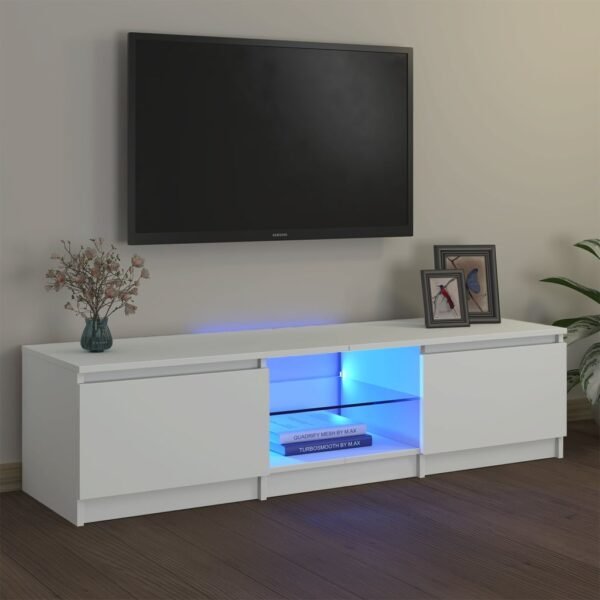 vidaXL Meuble TV avec lumières LED blanc 140x40x35