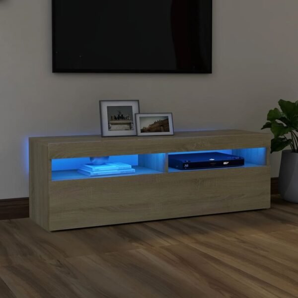 vidaXL Meuble TV avec lumières LED chêne sonoma 120x35x40 cm