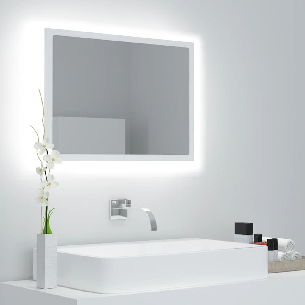 vidaXL Miroir à LED de salle de bain Blanc 60×8,5×37 cm Acrylique