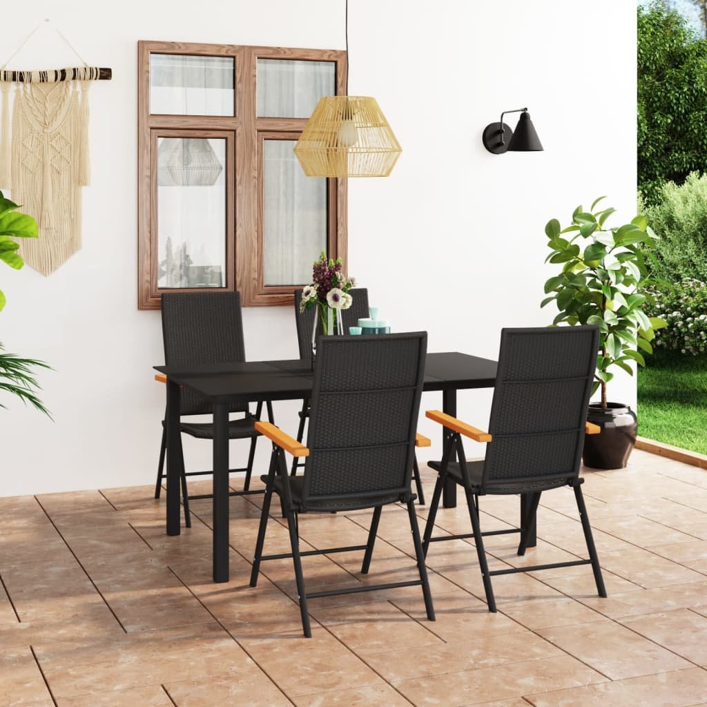 vidaXL Ensemble à manger de jardin 5 pcs noir et marron