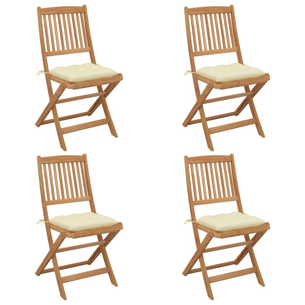 vidaXL Chaises pliables de jardin lot de 4 avec coussins Bois d’acacia