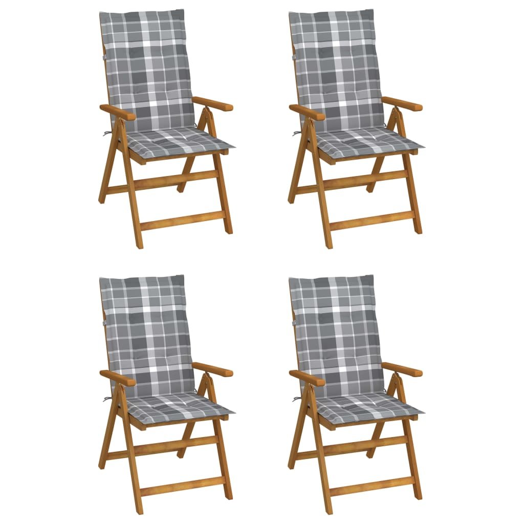 vidaXL Chaises inclinables de jardin lot de 4 et coussins Bois acacia