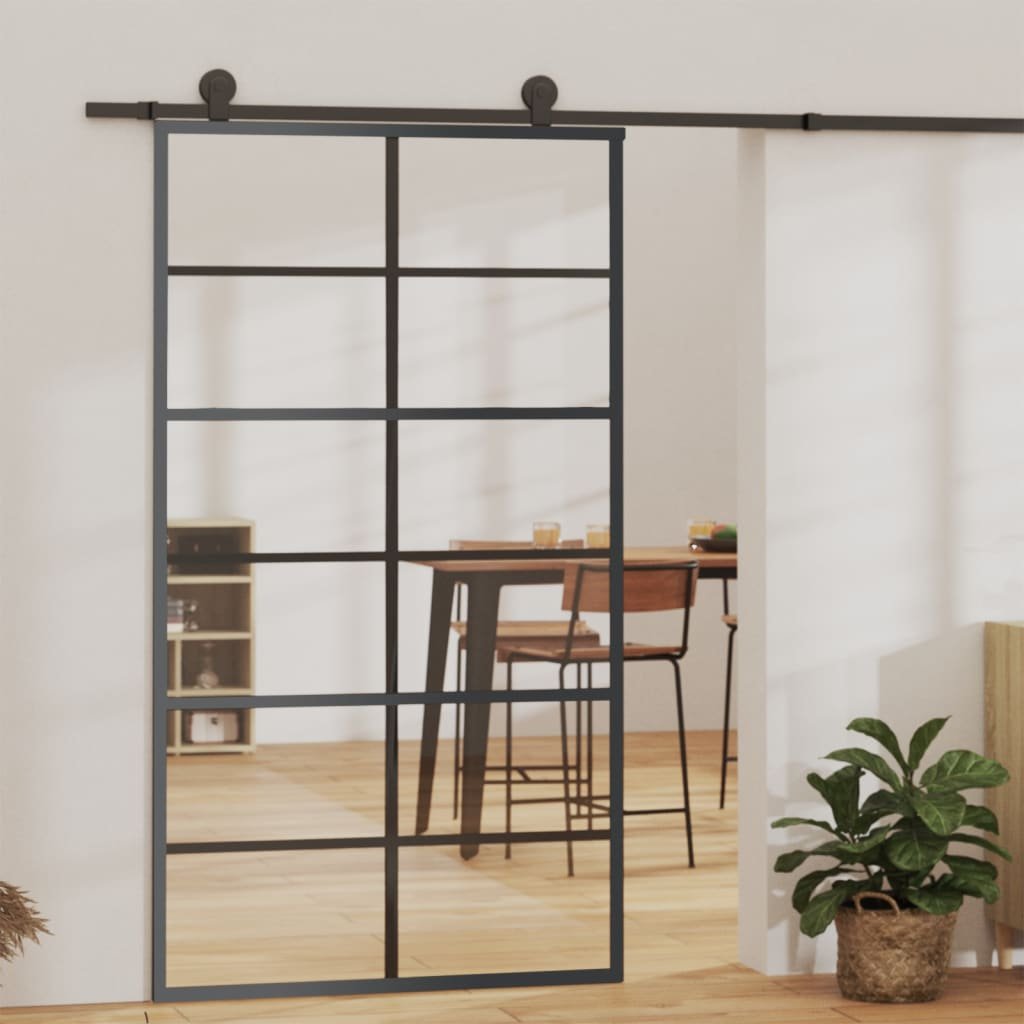 vidaXL Porte coulissante Verre ESG et aluminium 102×205 cm Noir