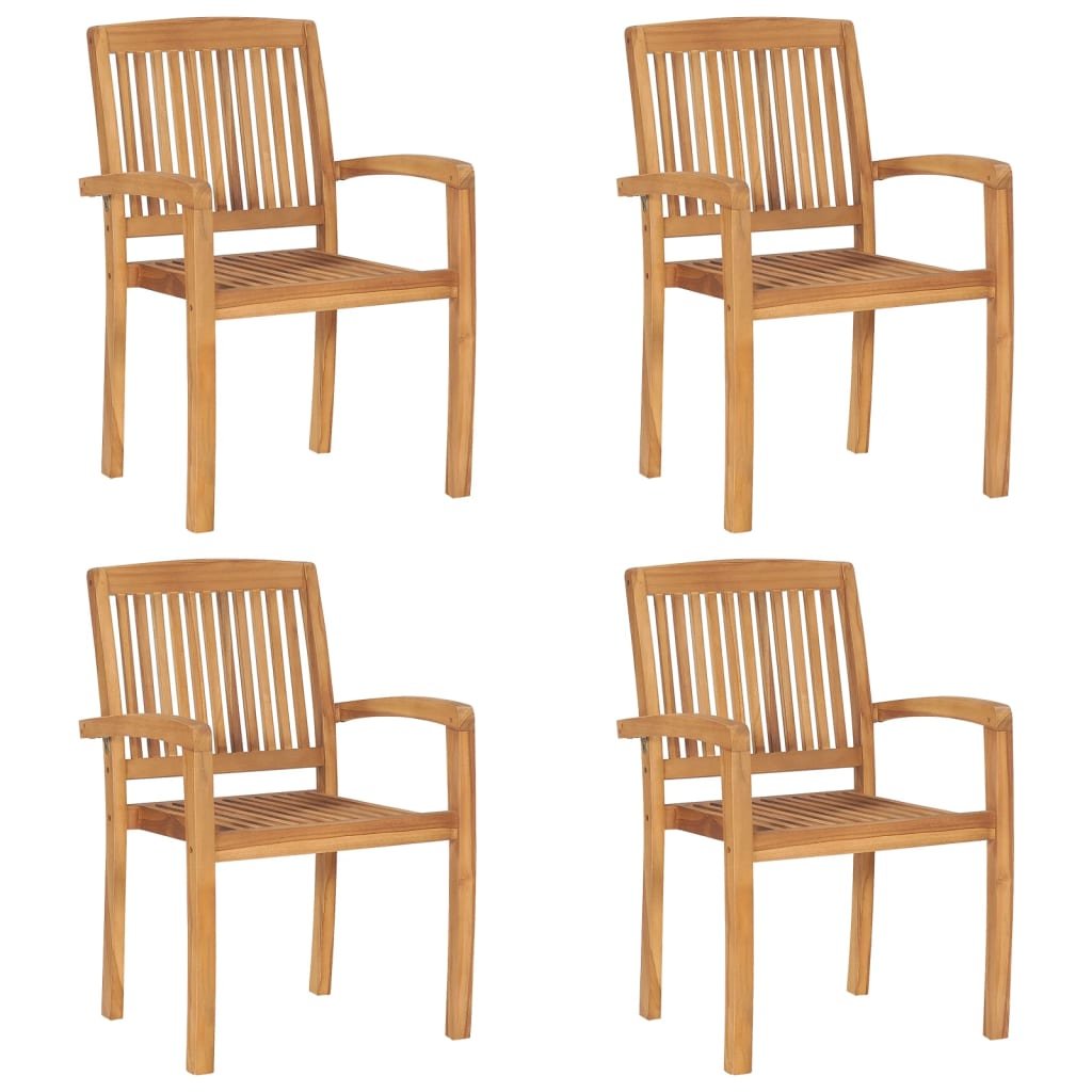 vidaXL Chaises de jardin empilables lot de 4 Bois de teck solide