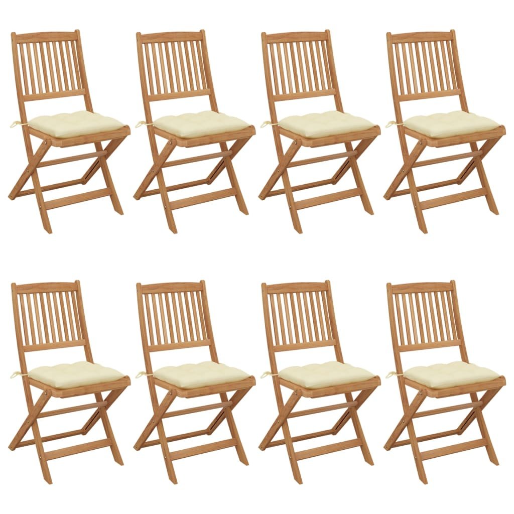 vidaXL Chaises pliables de jardin lot de 8 avec coussins Bois d’acacia