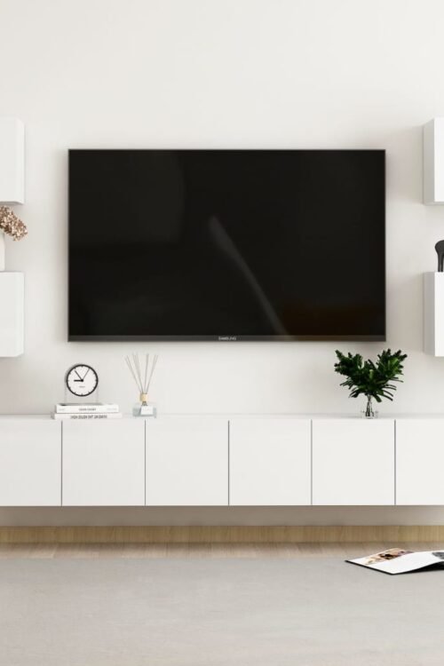 vidaXL Ensemble de meubles TV 7 pcs Blanc brillant Bois d’ingénierie