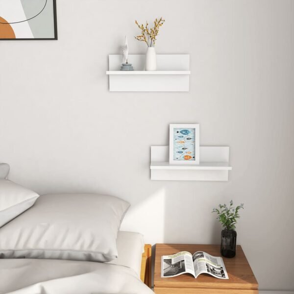 vidaXL Étagères murales 2 pcs Blanc brillant 40x11