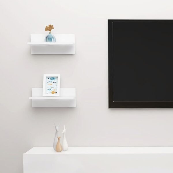 vidaXL Étagères murales 2 pcs Blanc brillant 40x11