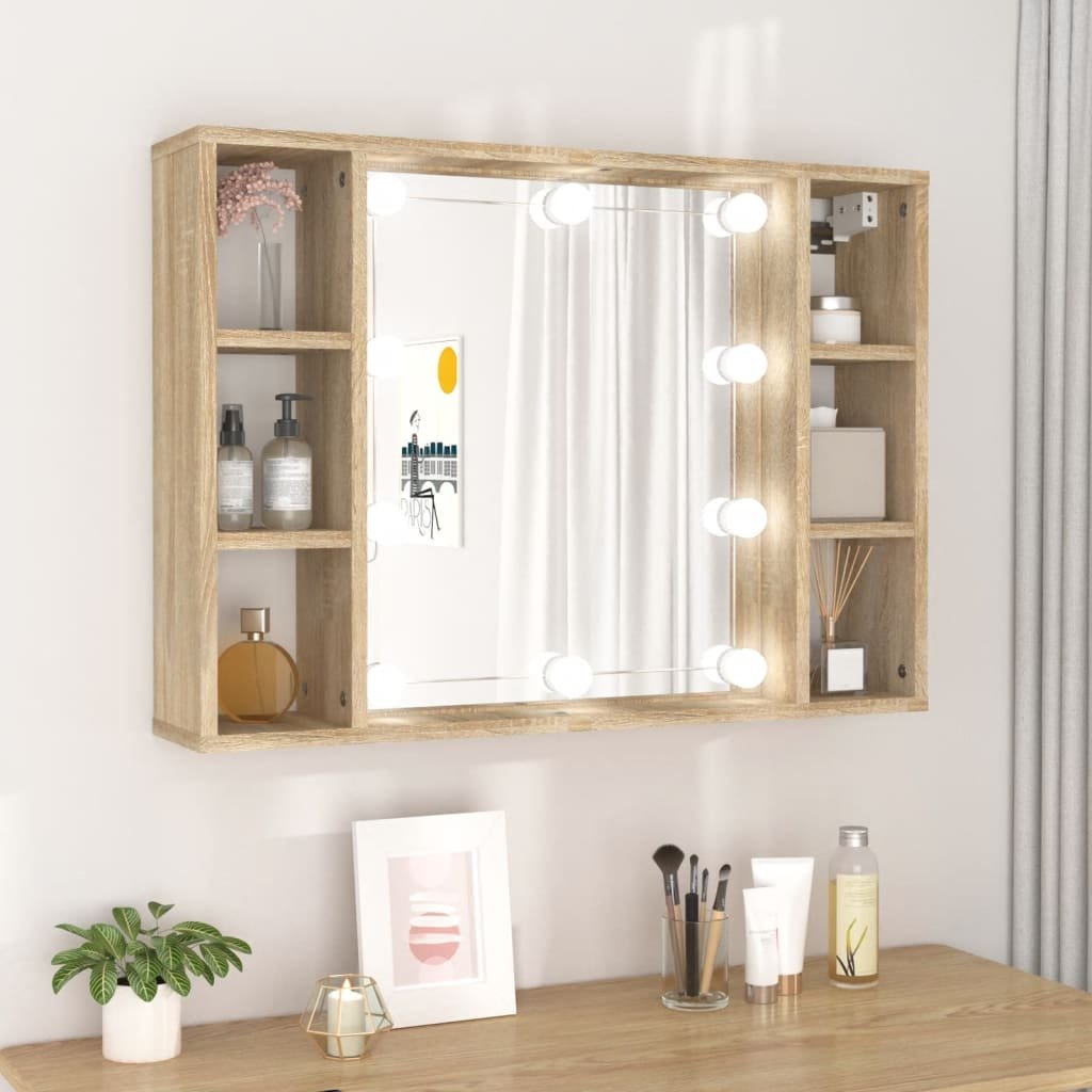 vidaXL Armoire de miroir avec LED Chêne sonoma 76x15x55 cm