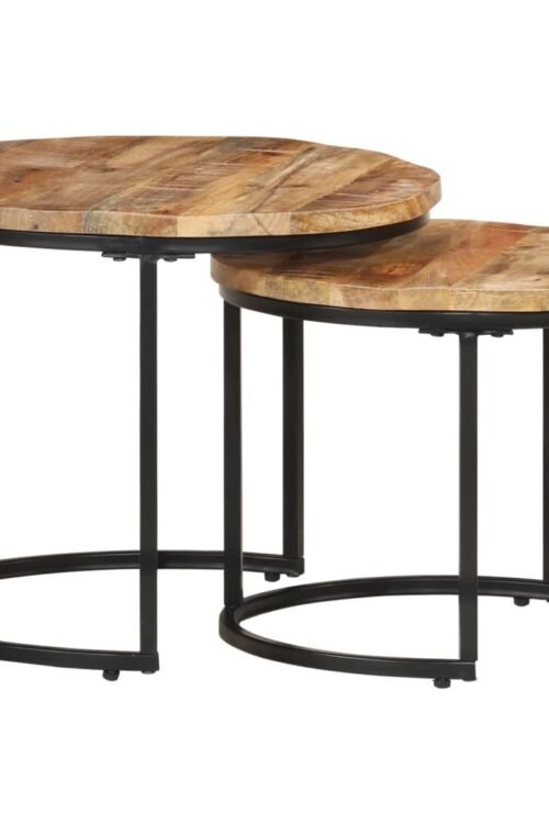 vidaXL Tables gigognes 2 pcs Bois de manguier brut