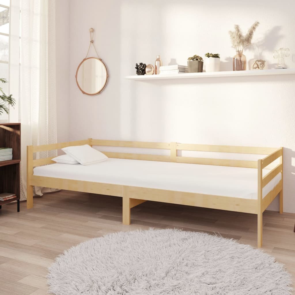 vidaXL Lit de repos avec matelas 90×200 cm Bois de pin massif