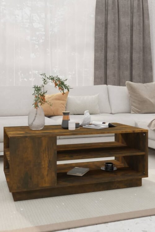 vidaXL Table basse chêne fumé 102x55x43 cm bois d’ingénierie