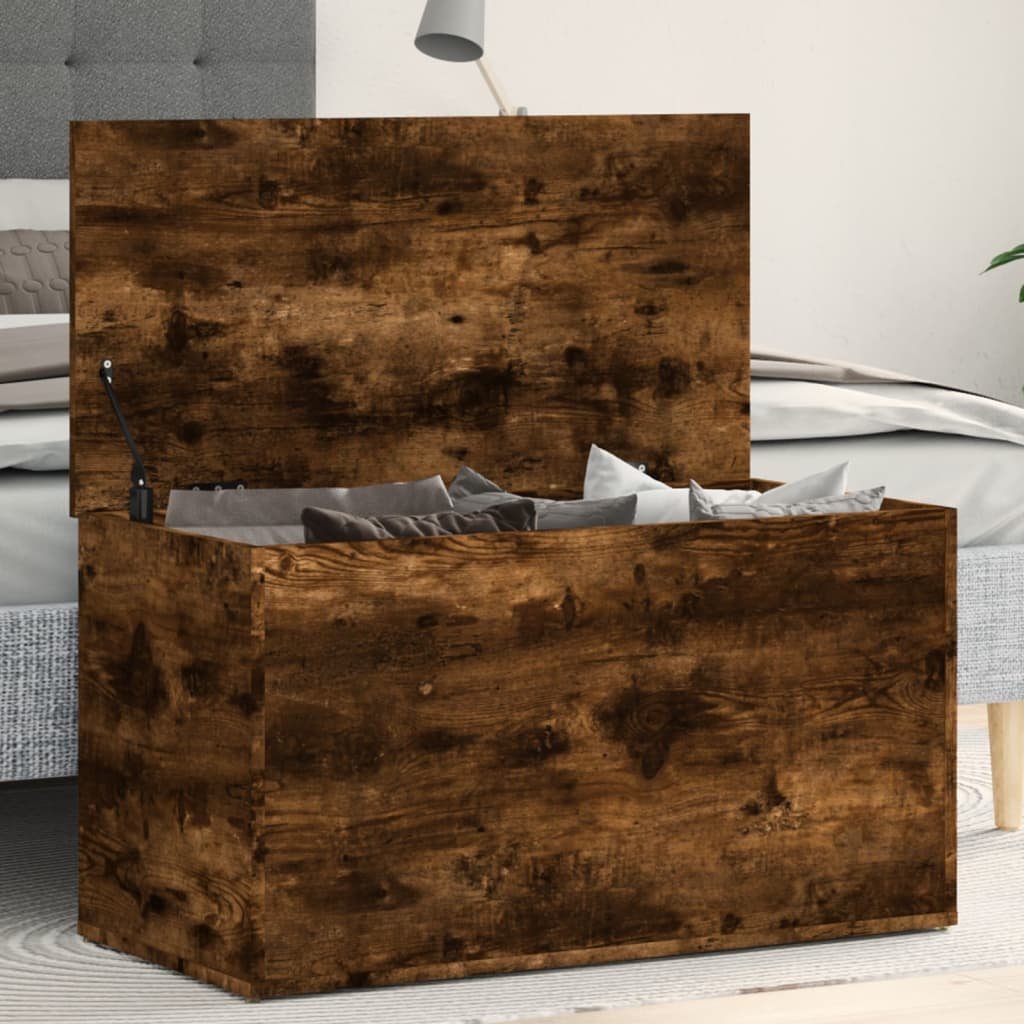 vidaXL Coffre de rangement Chêne fumé 84x42x46 cm Bois d’ingénierie