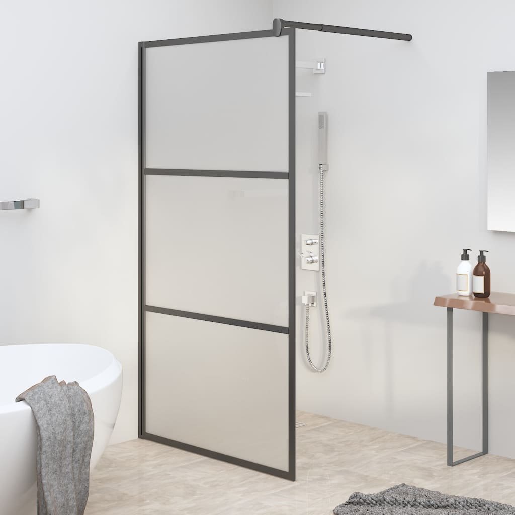 vidaXL Paroi de douche 100×195 cm Verre ESG dépoli Noir