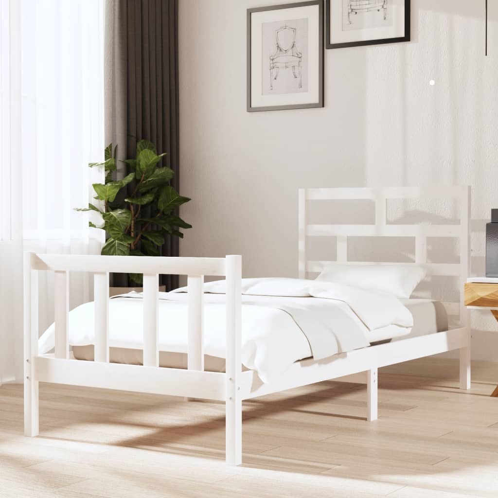 vidaXL Cadre de lit sans matelas blanc bois massif 90×200 cm