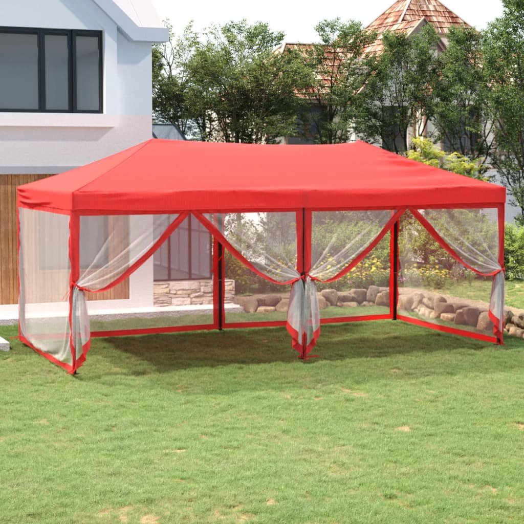 vidaXL Tente de réception pliable avec parois Rouge 3×6 m