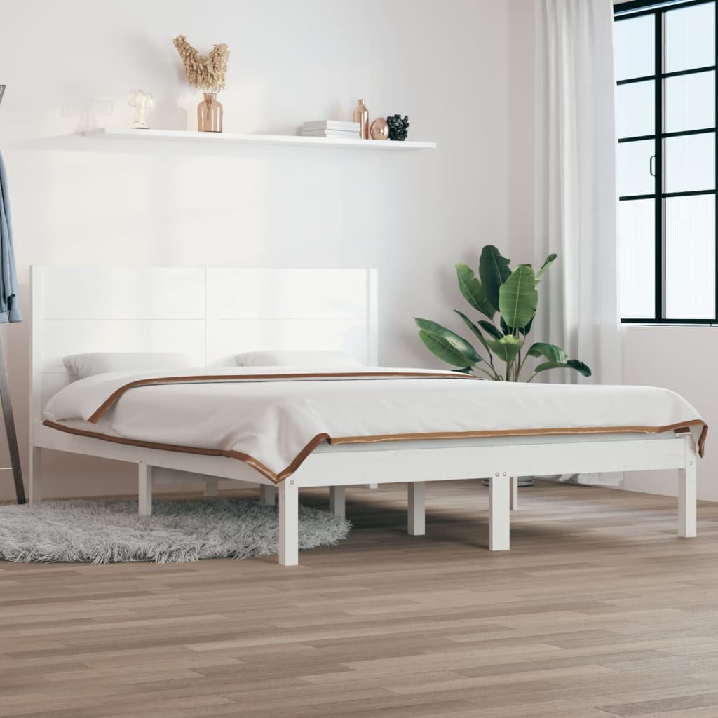 vidaXL Cadre de lit sans matelas blanc 140×190 cm bois de pin massif