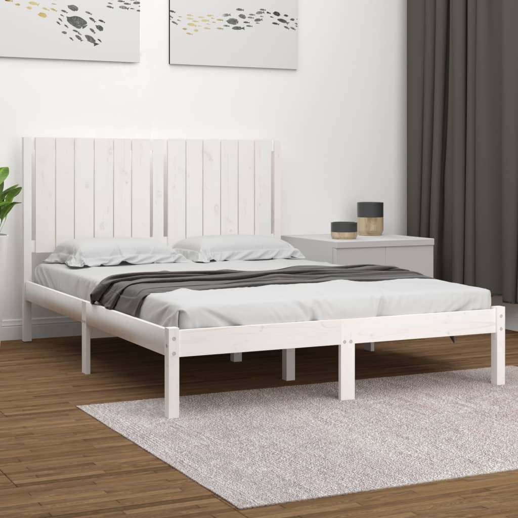 vidaXL Cadre de lit Blanc Bois de pin massif 140×190 cm