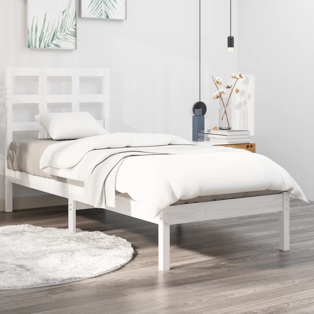 vidaXL Cadre de lit Blanc Bois massif 100×200 cm