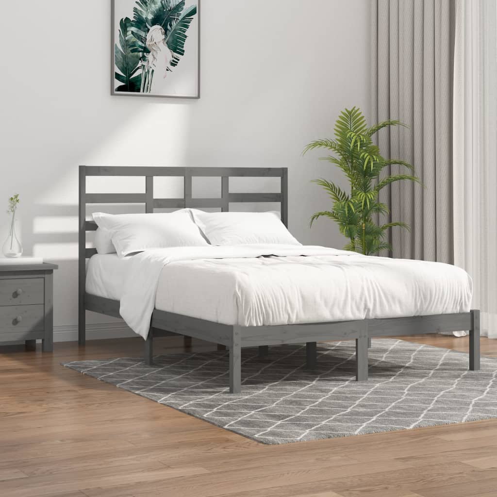 vidaXL Cadre de lit sans matelas gris bois massif 120×200 cm