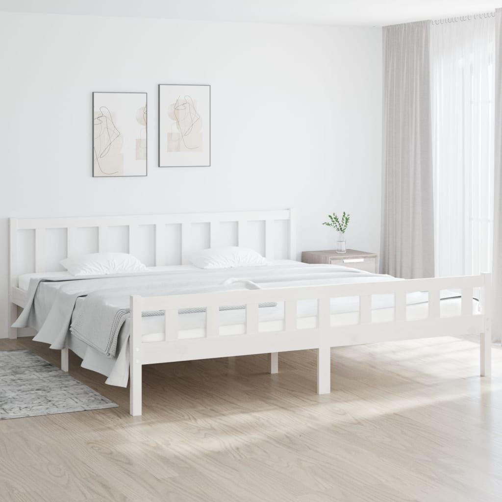 vidaXL Cadre de lit sans matelas blanc bois massif