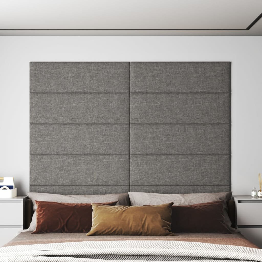 vidaXL Panneaux muraux 12 pcs Gris clair 90×30 cm Tissu 3,24 m²