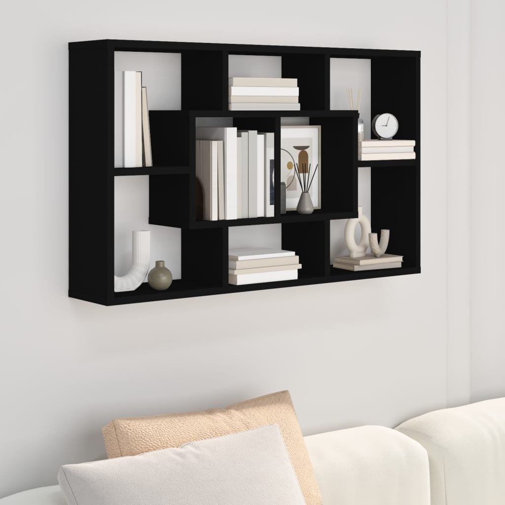 vidaXL Étagère murale noir 85x16x52,5 cm bois d’ingénierie