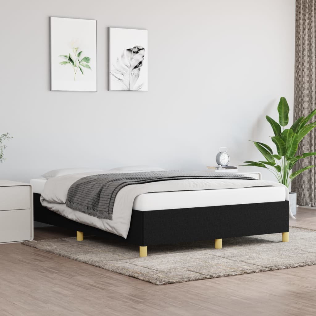 vidaXL Cadre de lit sans matelas noir 140×200 cm tissu