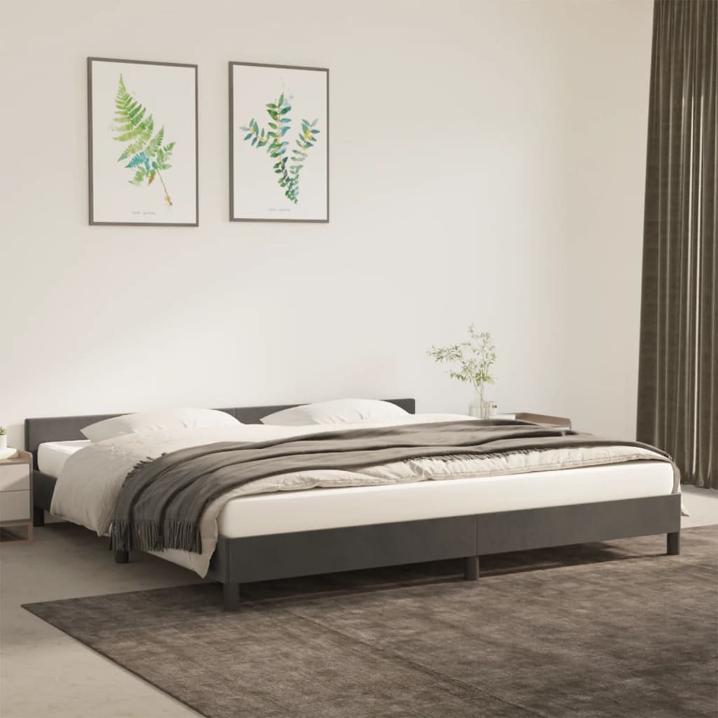 vidaXL Cadre de lit sans matelas gris foncé 200×200 cm velours