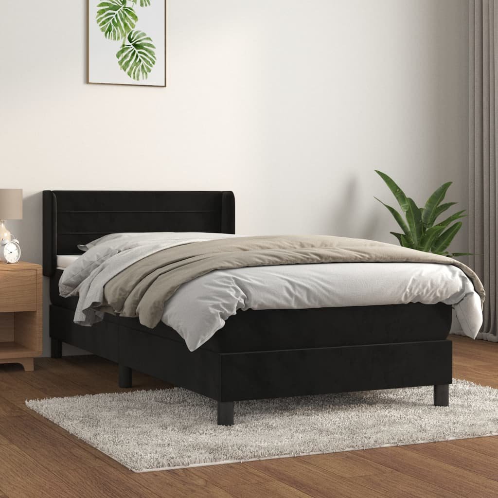 vidaXL Sommier à lattes de lit avec matelas Noir 100×200 cm Velours