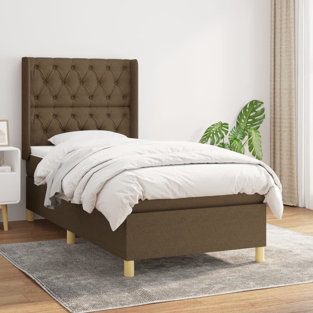 vidaXL Sommier à lattes de lit avec matelas Marron foncé 80×200 cm