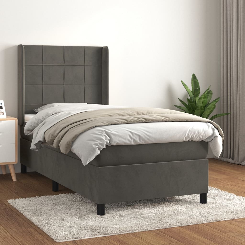 vidaXL Sommier à lattes de lit avec matelas Gris foncé 100×200 cm