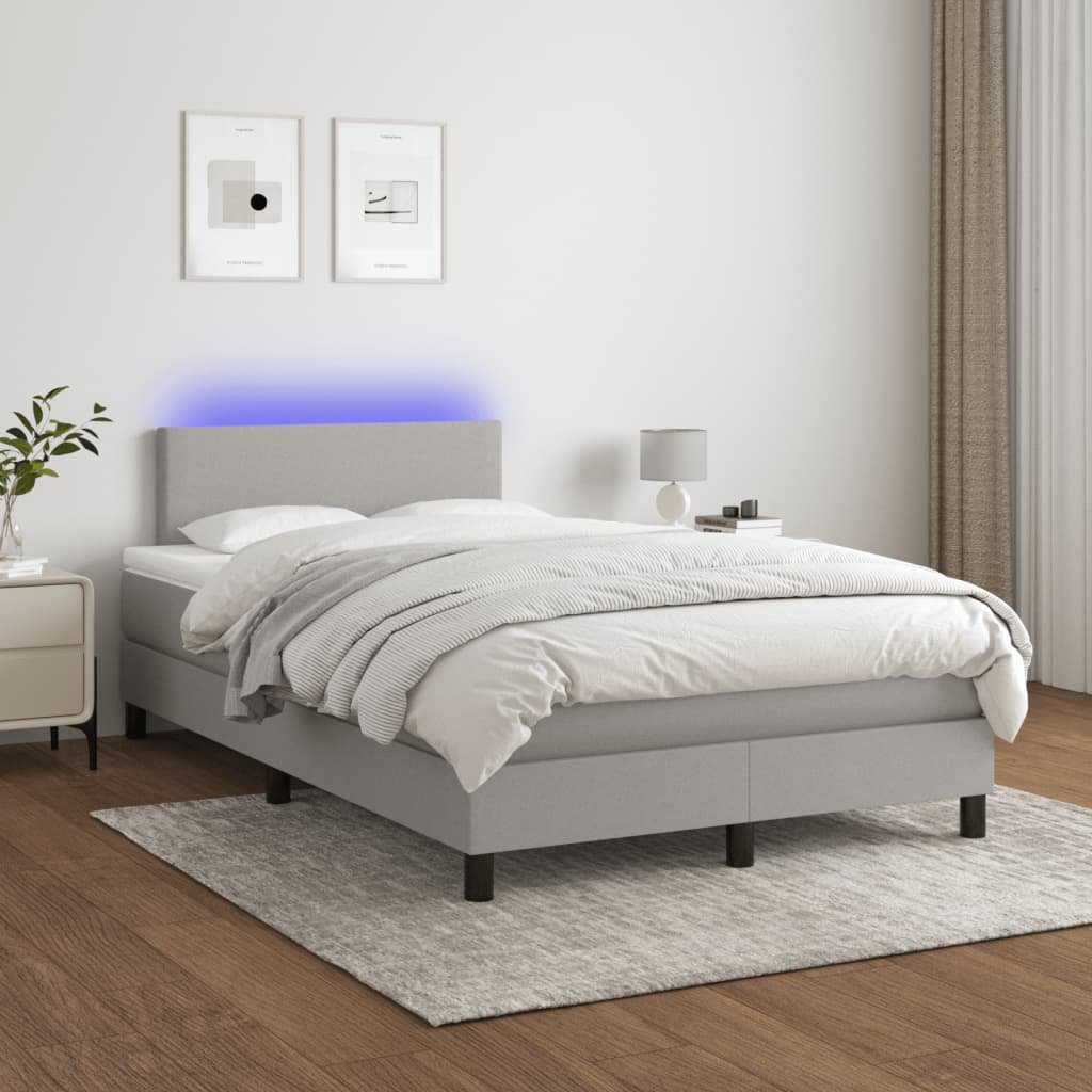 vidaXL Sommier à lattes de lit matelas LED Gris clair 120×200 cm Tissu