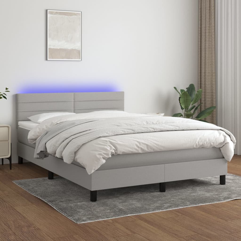 vidaXL Sommier à lattes de lit et matelas et LED Gris clair 140×190 cm