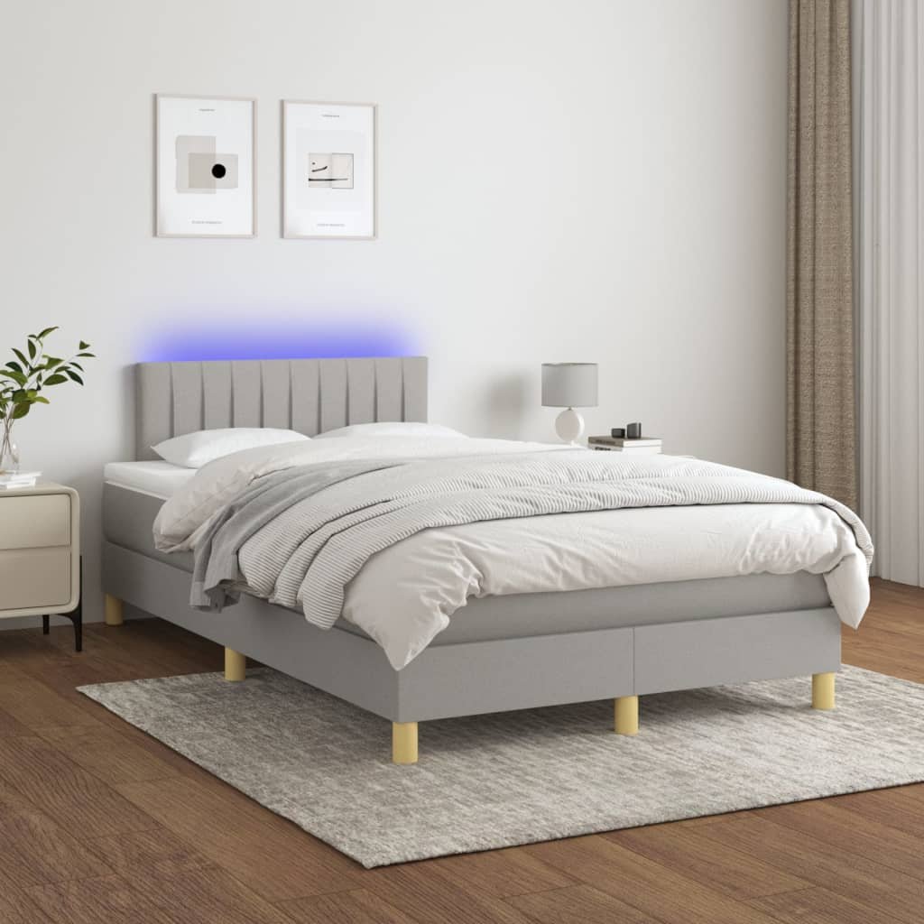 vidaXL Sommier à lattes de lit matelas LED Gris clair 120×200 cm Tissu