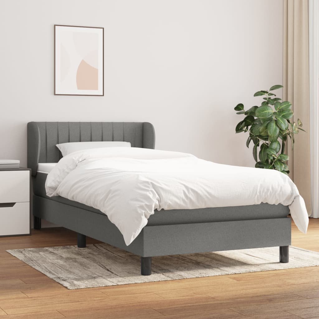 vidaXL Sommier à lattes de lit et matelas Gris foncé 90×190 cm Tissu