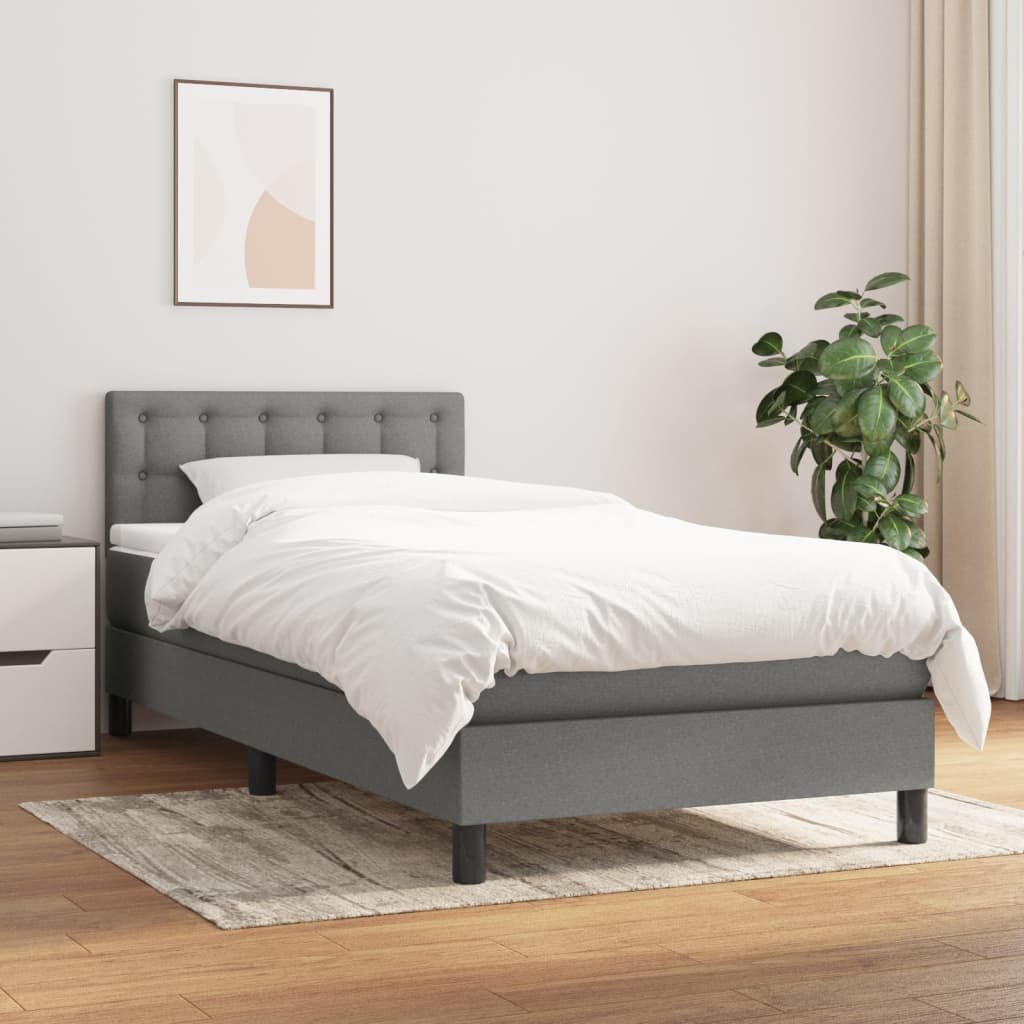 vidaXL Sommier à lattes de lit avec matelas Gris foncé 80×200 cm Tissu