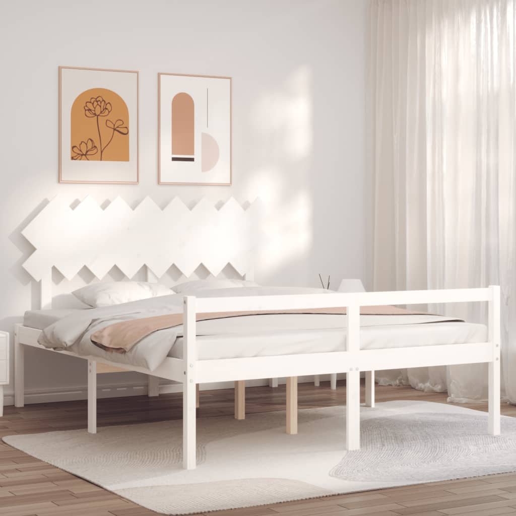 vidaXL Lit pour personne âgée sans matelas blanc 160x200cm bois massif