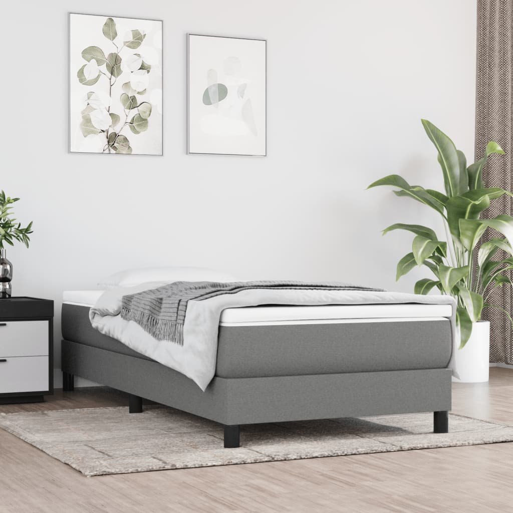 vidaXL Sommier à lattes de lit et matelas Gris foncé 90×190 cm Tissu