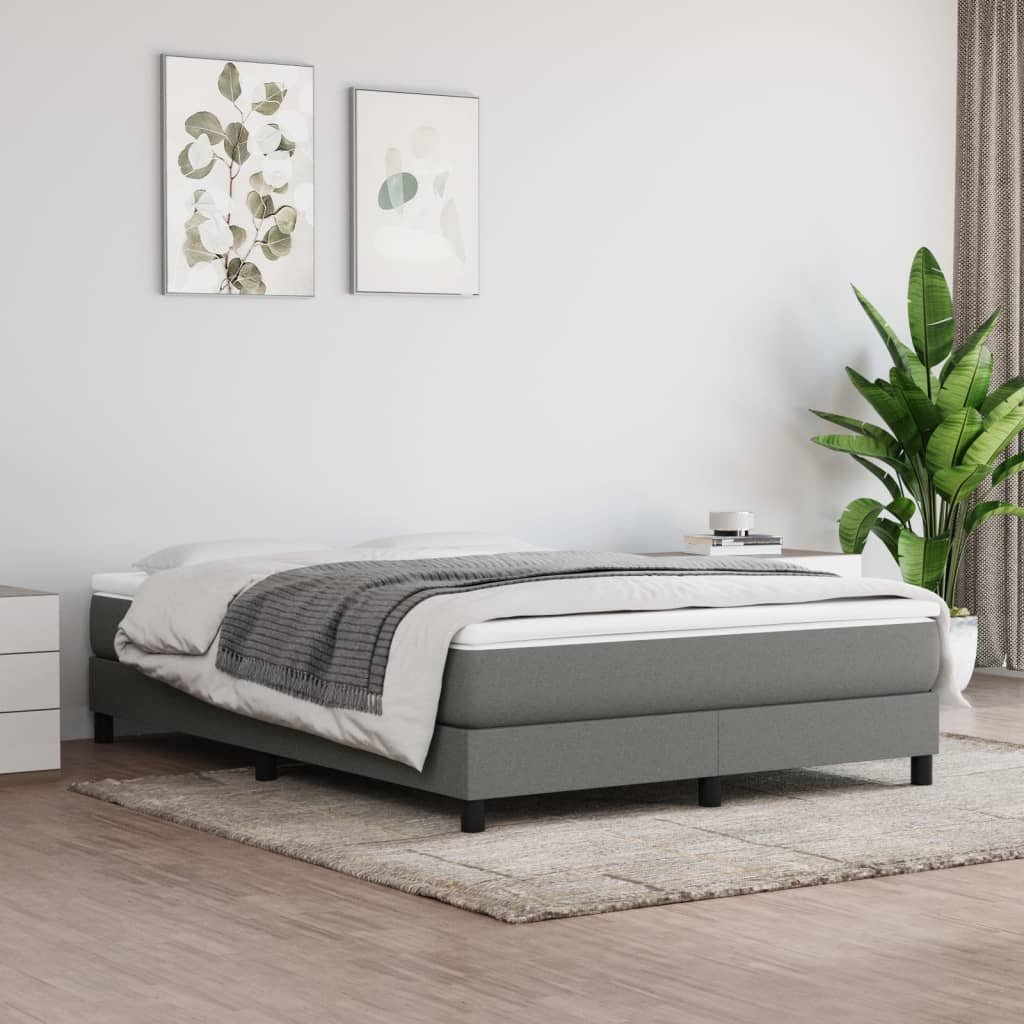 vidaXL Sommier à lattes de lit avec matelas Gris foncé 140x200cm Tissu