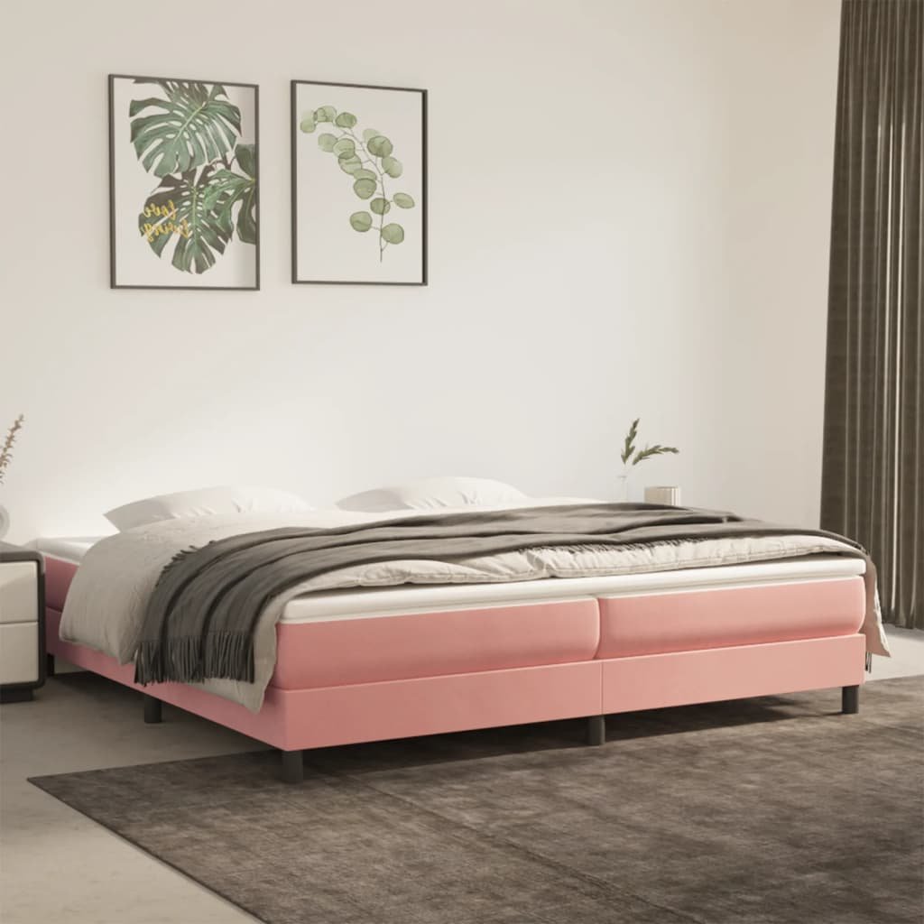 vidaXL Sommier à lattes de lit avec matelas Rose 200×200 cm Velours