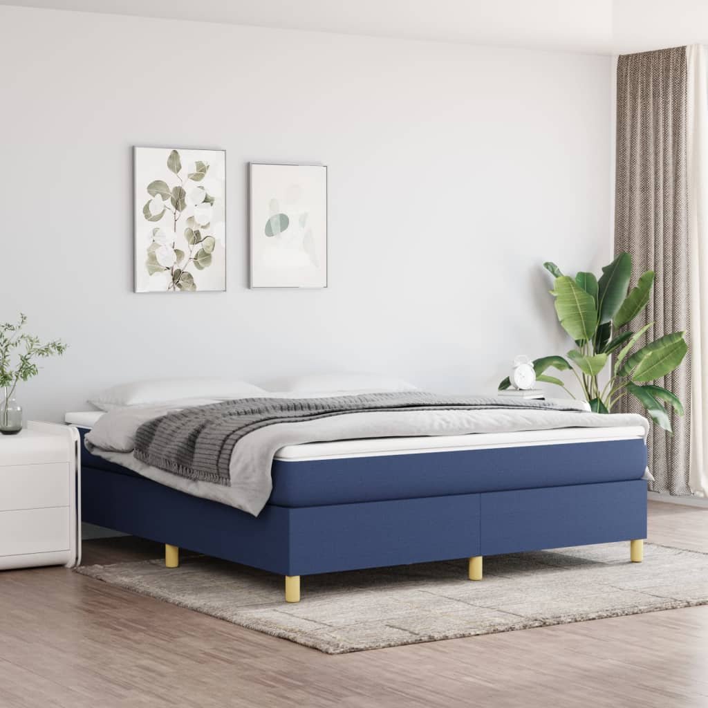 vidaXL Sommier à lattes de lit avec matelas Bleu 160×200 cm Tissu