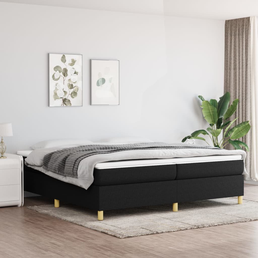 vidaXL Sommier à lattes de lit avec matelas Noir 200×200 cm Tissu