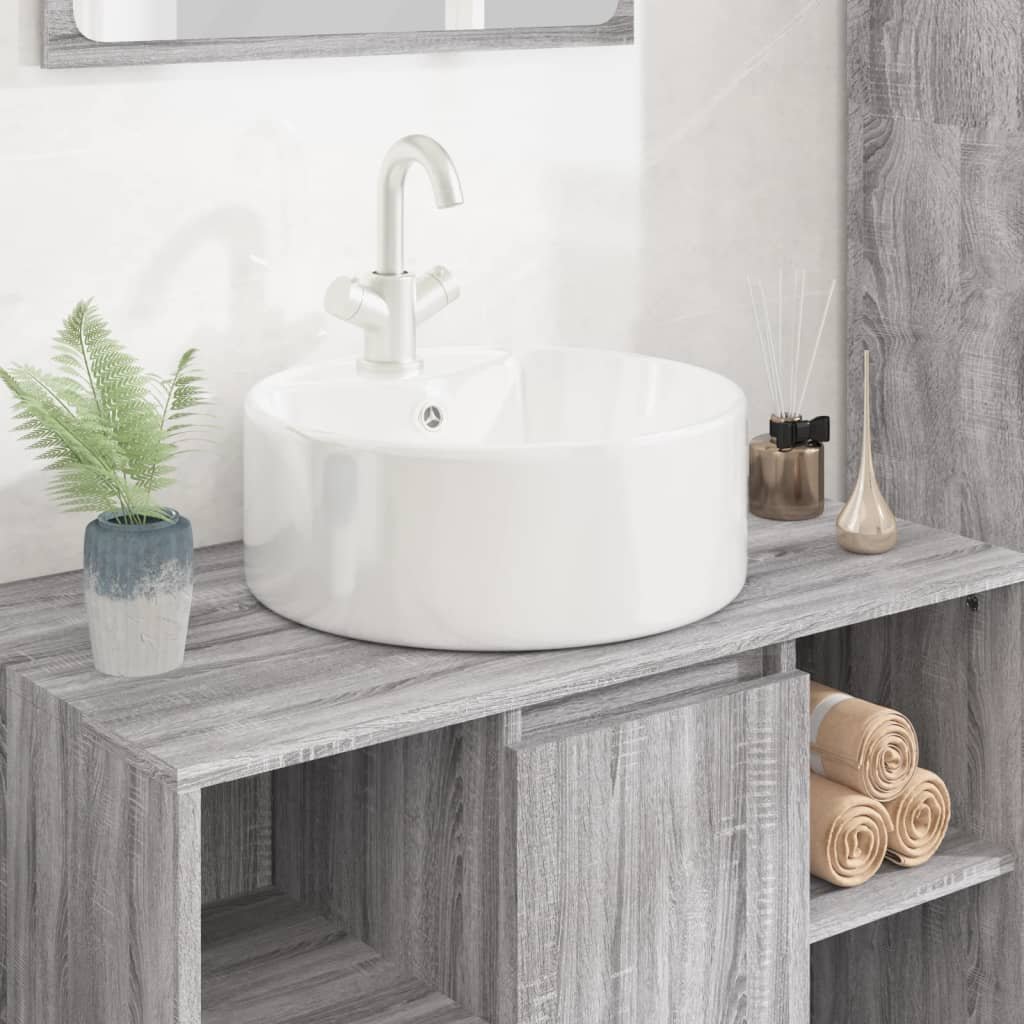 vidaXL Lavabo blanc 40×14,5 cm céramique rond