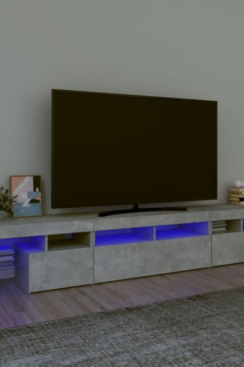 vidaXL Meuble TV avec lumières LED Gris béton 230×36,5×40 cm