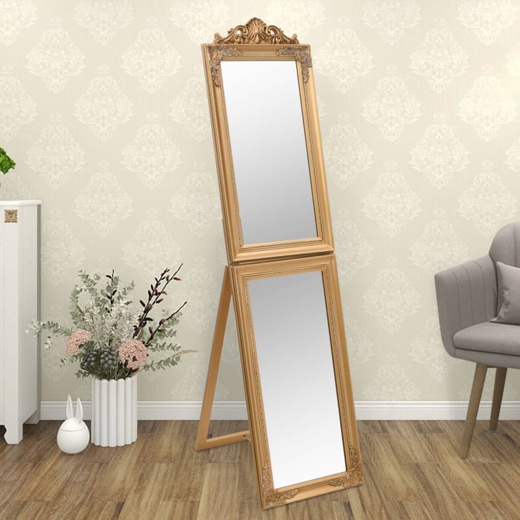 vidaXL Miroir sur pied Doré 45×180 cm