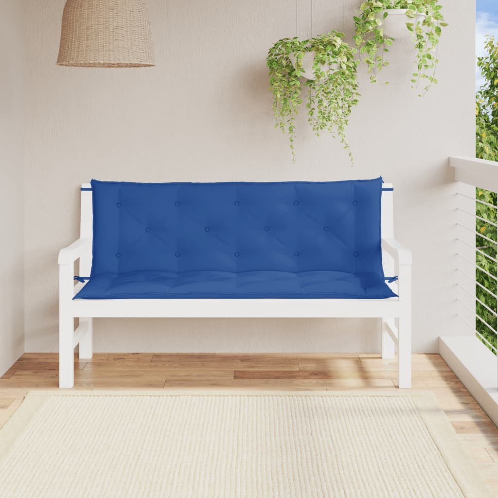 vidaXL Coussins de banc jardin lot de 2 bleu 150x50x7 cm tissu Oxford