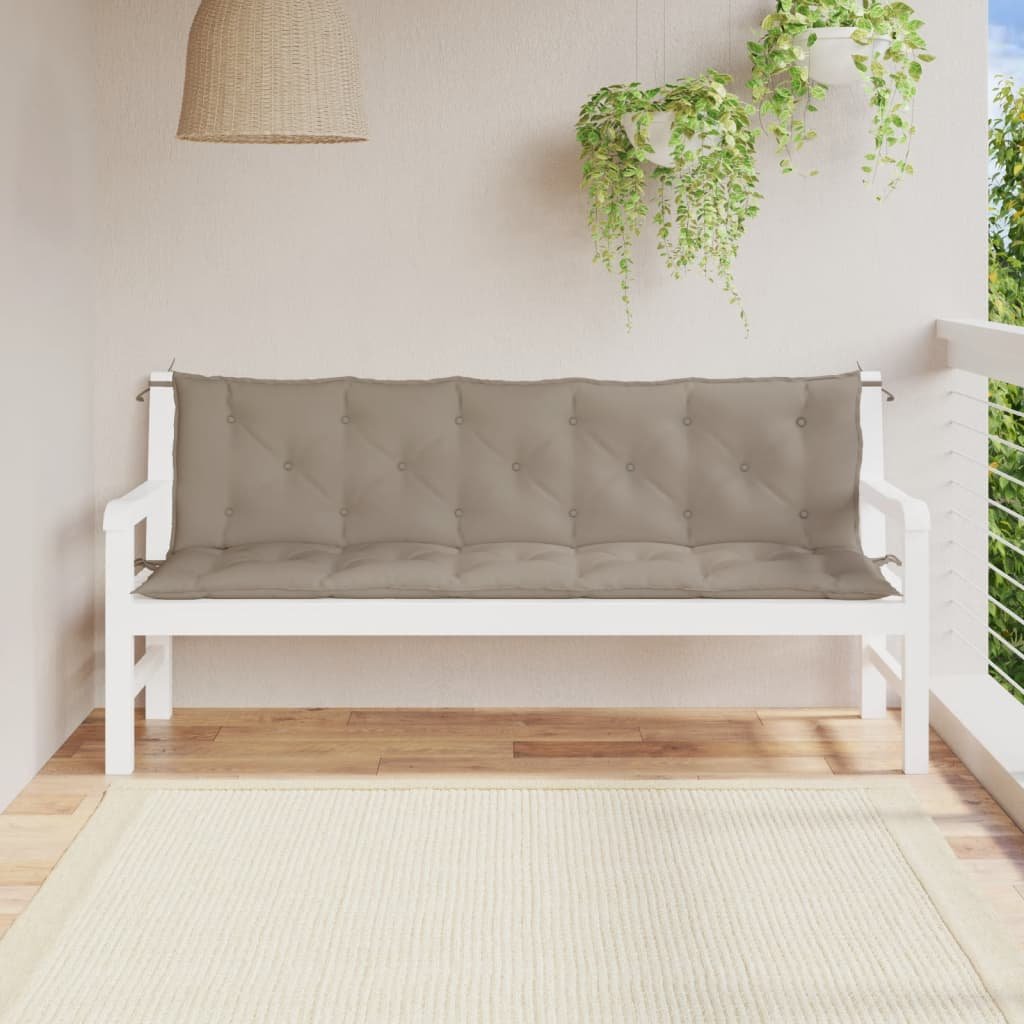 vidaXL Coussins de banc jardin lot de 2 taupe 180x50x7 cm tissu Oxford