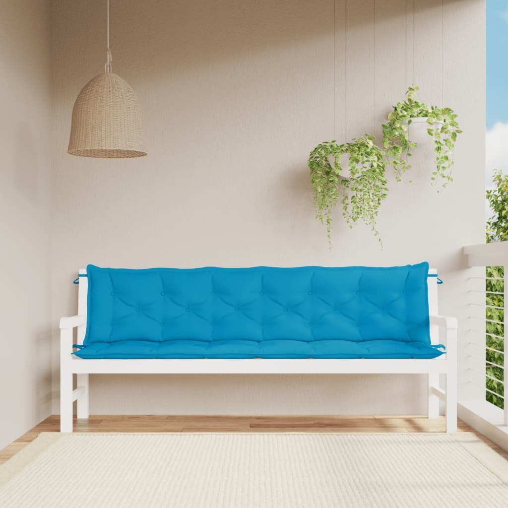 vidaXL Coussins de banc de jardin lot de 2 bleu clair tissu Oxford