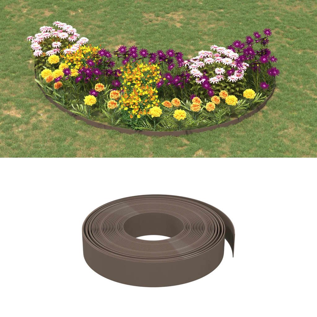 vidaXL Bordure de jardin marron 10 m 10 cm polyéthylène